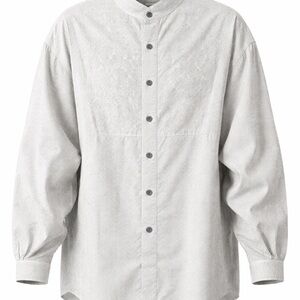 Frontier Classics Mens XL White Pinstripe Banded Collar Victorian Shirt Cotton